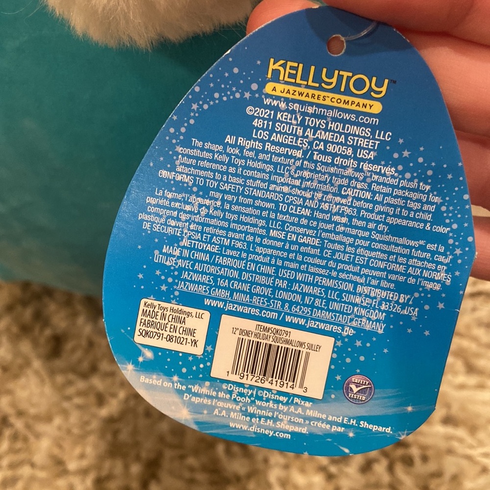 NWT Squishmallow Disney Earmuff Sulley Holiday Plush - Picture 4 of 5